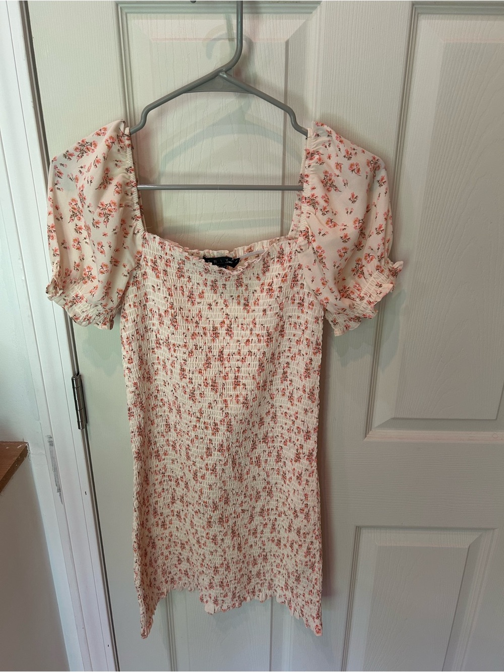 Trixxi Cream Mini Dress with Pink Floral Print